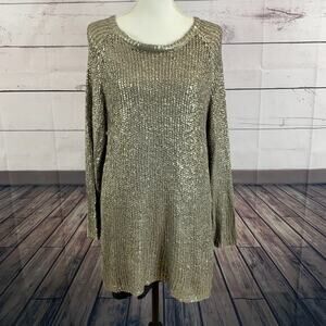 Chelsea Violet Sweater Tunic Womens‎ Medium Knite Metallic Sparkle NYE Lined